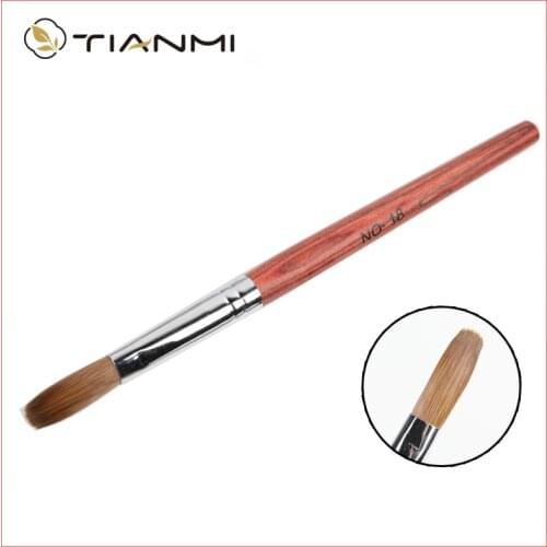 TIANMI Kolinsky Sable Acrylic Brush UV Gel Carving Pen Brush Liquid Powder DIY Nail Drawing Flat Round Red Wood Nail Art Brush