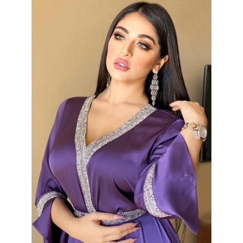 Turkey Arabic Maxi Dress Women Muslim Abaya Ethnic Sequins Long Sleeve Loose India Islamic Clothing Robe Moroccan Kaftan Gown
