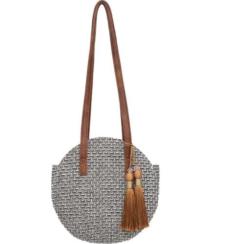 Summer Rattan Bag 2020 Fashion Round Tassel The New Straw Bag Handbags Women Handmade Beach Woven Circle Handbag Bohemia New