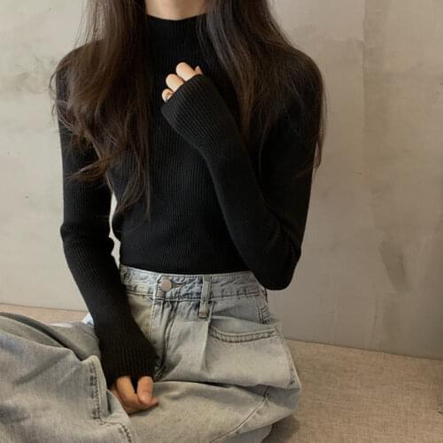 Womens Turtleneck Sweater FallWinter Slim Tight Long Sleeve Inner Wear Pullover Sweater