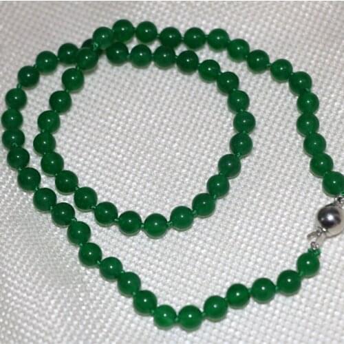 Natural green Malasiya jades stone chalcedony 6mm round beads choker necklace for women hot sale jewelry 18inch B2915
