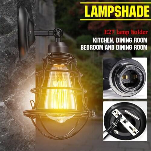 1Pc Retro Industrial Wall Lamp Corridor Bedside Adjustable Iron Lampshade Night Light without Bulb