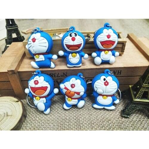 1 pcs Random Japanese Anime Doraemon Keychain Pendant PVC Key Chians Ring Action Toys figure