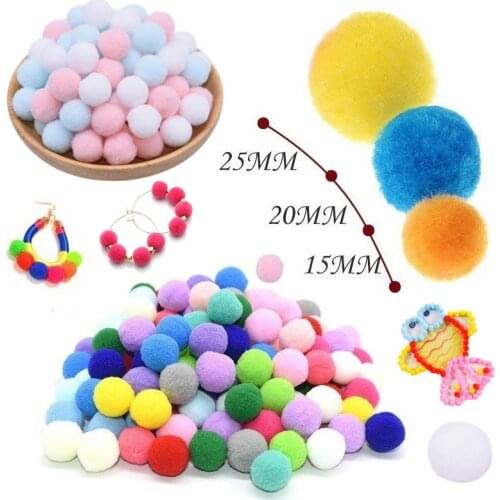 100Pcs/Lot 15MM 20MM 25MM Fluffy Soft Pompom Balls Handmade Kids Toys DIY Pom Poms Plush Felt Ball Sewing Crafts Wedding Decor
