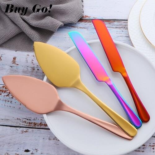 2PCS/Set 304 Stainless Steel Cake Shovel Cutter Baking Tools Cheese Pizza Pie Cake Spatula High Quality Gold Server Bread Knife
