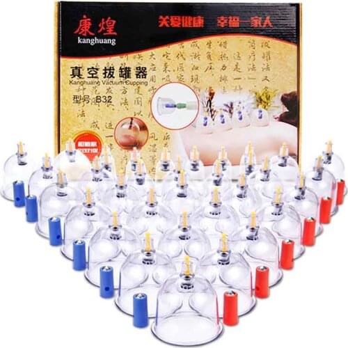 32 Cans 12 Cans cups chinese vacuum cupping kit pull out vacuum apparatus therapy relax massagers curve suction pumps
