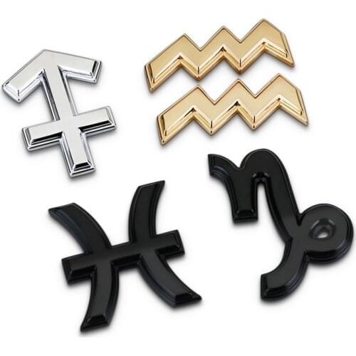 3D Chrome Twelve Constellation Car Emblem Decoration Window Trunk Badge Decal Capricornu Sagittarius Pisces Aquarius Car Styling