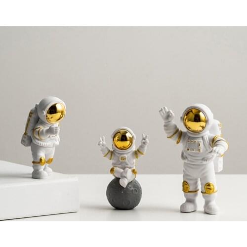 3x Cute Astronaut Statue Ornament Cabinet Spaceman Figurine Bookshelf Gift