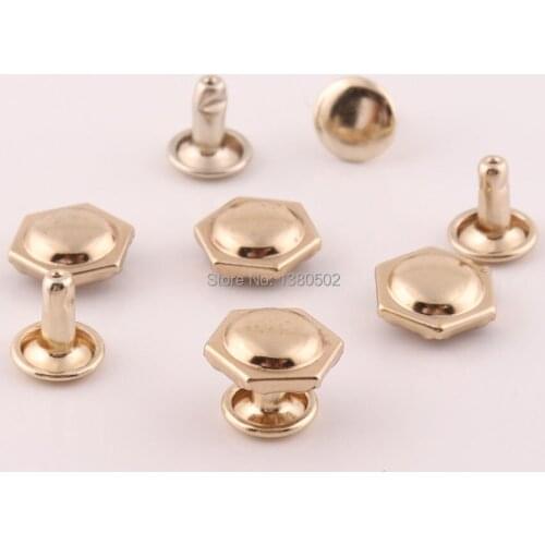 50sets/lot 12*8mm Fashion Top Quality Light Gold Color Stud Rivets for Clothes Shoes Belt Leather Craft