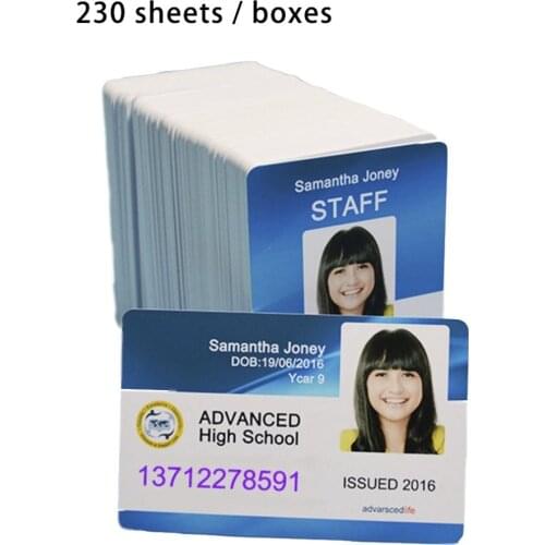 White inkjet printable blank pvc card for membership card club card ID card printed by Epson or Canon inkjet printers 230pcs