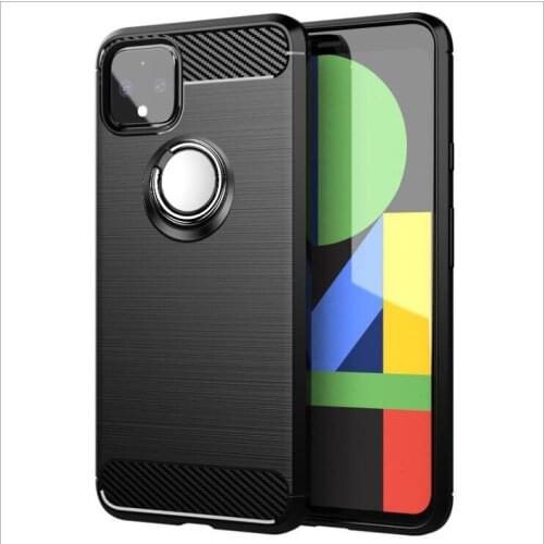 For Google Pixel 4 xl Case Luxury Brushed Carbon Fiber Case For Google Pixel 4 4A Magnetic Ring Holder Cover Case