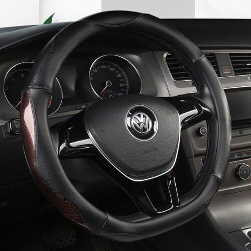 D Shape Steering Wheel Cover Leather + Carbon Fibre for VW GOLF 7 2015 POLO JATTA Suzuki Swift Nissan Rogue 2017 2018 2019 2020