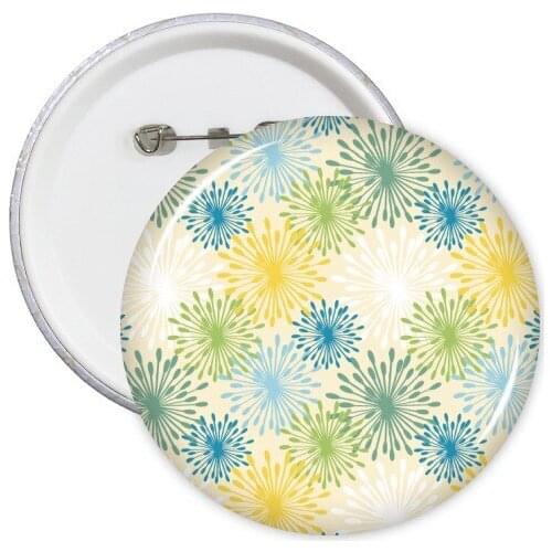 Flower Plant Color Dandelion Round Pins Badge Button Clothing Decoration 5pcs Gift