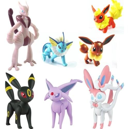 TAKARA TOMY Genuine Pokemon Vaporeon Eevee Jolteon Flareon Action Figure Joint Movable Doll Toy Collections for Children