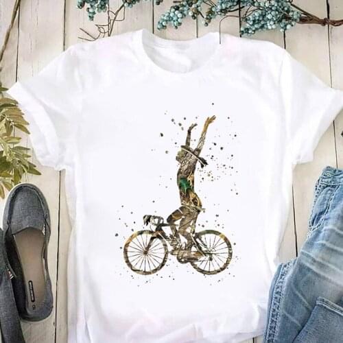 Women Loose Basic O-Neck Cartoon Printed Short Sleeve Summer Fashion White Tees Lady Simple Top Female T Shirt Graphic T-Shirts