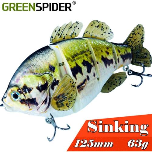 GREENSPIDER 4Segmented Jointed Swimbait Sinking Lure for Fishing Trout Pike Perch Walleye Muskie Shad 63g 13cm Bass Fishing Lure