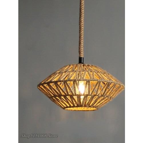 Country Style Pendant Lights Hemp Rope Hanging Lamp Loft Hanglamp for Living Room Dining Room Bedroom Restaurant Creative lights