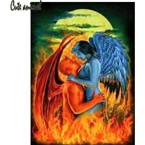 5D diamond painting Angel lovers flame full drill square round diamond embroidery diamond mosaic couple room decoration