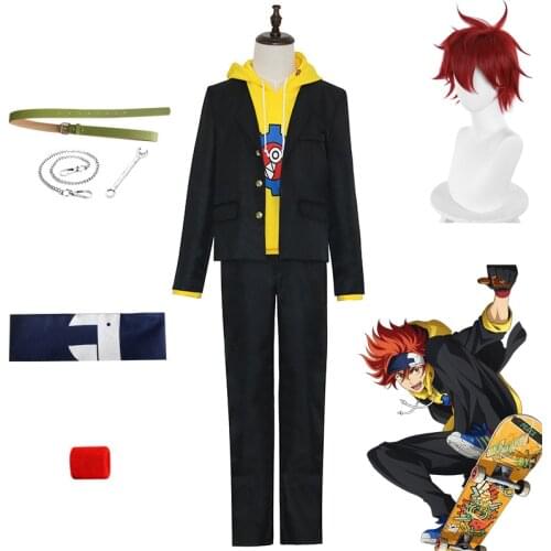 Anime SK8 The InfInIty Reki Cosplay Costumes Coat Hoodies Pants Accessories Full Sets Red Wig Synthetic Hair Halloween Carnival