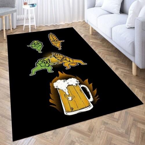 Beer Hop and Malt Carpet for Living Room 3D Anime Cartoon Rug Gamer Teen Room Bedside Lounge Rug Kids Children Floor Mats