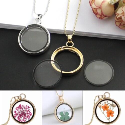 1PC 28MM Round Glass Locket With Chain,Memory Lockets for necklace