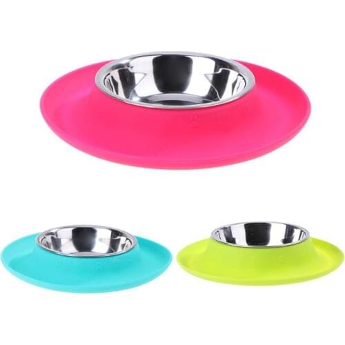 Dog Bowl With No Spill Non-Skid Silicone Mat Feeder Pet Puppy Cat Food Container for Dogs Cat Steel Feeding Water Bowl