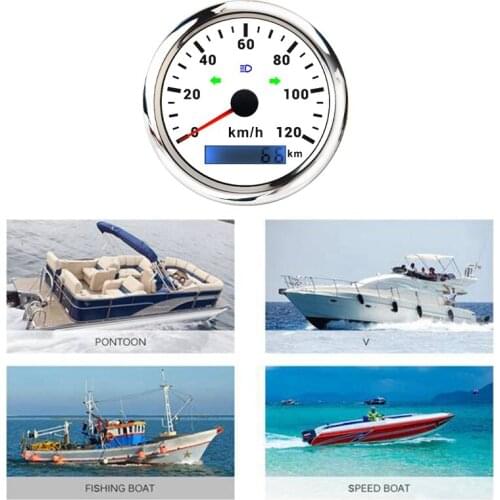 85MM Marine GPS Speedometer 0-120KM/H Speedometer with Turn Signal Signal Odometer for Motorcycle ATV Yacht Ship