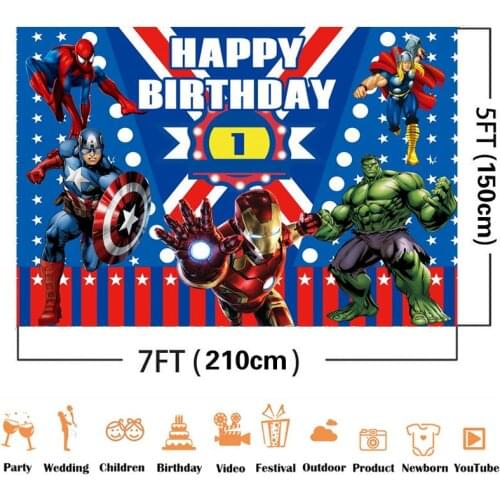 Cartoon Superhero Guardian League Background Boy Birthday Party Decoration Photography Studio Photo 3D Digital Backdrop Cloth