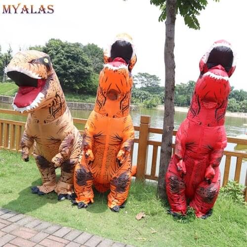 Inflatable Costume Adult Kids Dinosaur T REX Costumes Blow Up Fancy Dress Mascot Cosplay Costume For Men Women Dino Cartoon