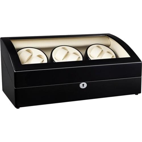 Watch Winder ,LT Wooden Automatic Rotation 6+7 Watch Winder Storage Case Display Box (Outside is black and inside is white)
