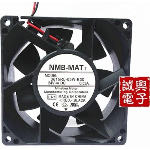 NMB-MAT 3615RL-05W-B30 ER1 DC 24V 0.53A 90x90x38mm 2-wire Server Cooling Fan