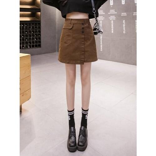 2020 new fashion irregular skirt autumn and winter high waist hakama shorts skirt