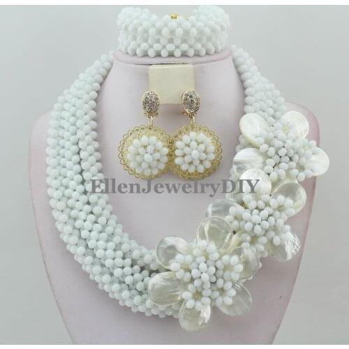 New Arrived Nigerian Wedding beads jewelry Set Classic Women Crystal Necklace African Beads Jewelry Set W11821