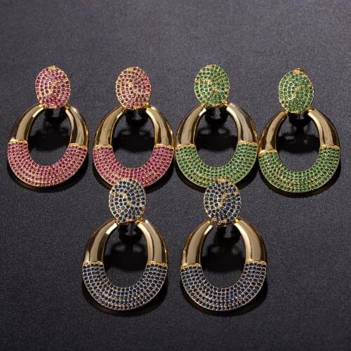 New fashionable earrings ladies European and American star banquets luxury diamond-encrusted earrings wholesale