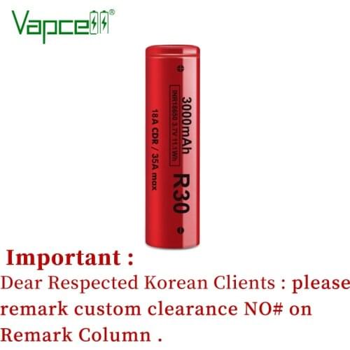 Vapcell INR 18650 R30 3000mah 18A/35A 3.7V Rechargeable Li ion Battery can replace HG2/30Q/VTC6 Cell For Power Tool Flashlights