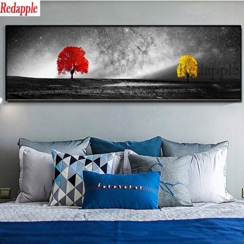 Yellow and Red Tree Landscape Full Square Diamond Embroidery Sale Handicraft Pictures Diamond Painting Cross Stitch large decor