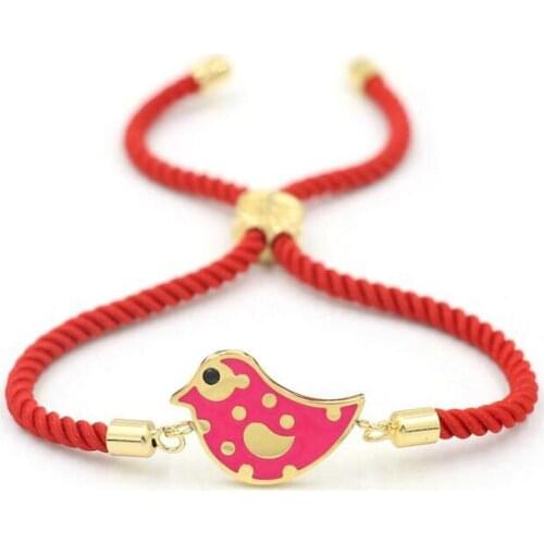 Lucky Men Women Stainless Steel Fairy Bluebird Gold Color Red Thread String Rope Bracelets Peace Dove Bracelet Jewelry Gift