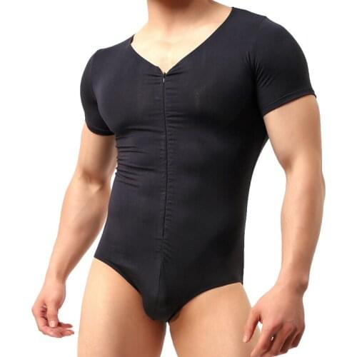 Sexy Lingerie Mens Stretchy Thong Fitness Bodybuilding Bodysuit Gay Slim Shaperwear Underwear Mens Modal Shapers Jumpsuit