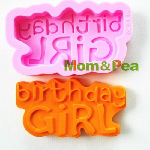 Mom&Pea 0822 Free Shipping Happy Birthday Girl Shaped Silicone Mold Cake Decoration Fondant Cake 3D Mold Food Grade