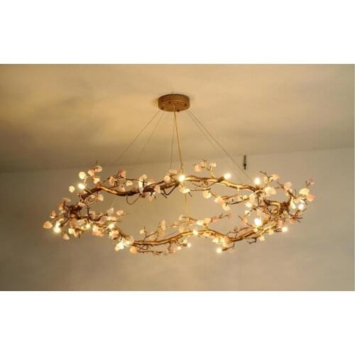 Light luxury post-modern copper branch crystal chandelier French living room dining room lamp American minimalist designer villa