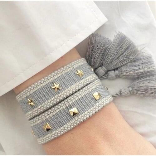 Woven Studded Bracelet for Men Women Adjustable Braided Friendship Bracelets for Christmas as Jewelry Gift to Friends