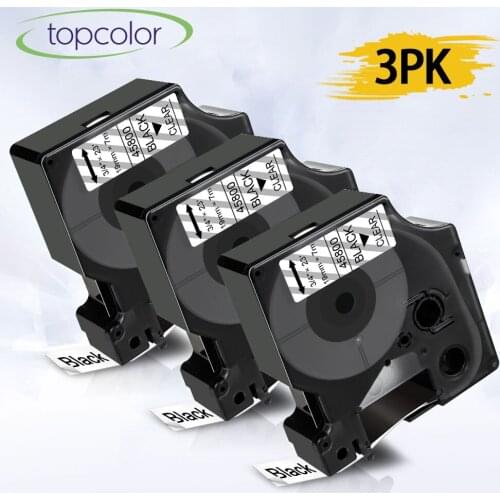 Topcolor 3PK 45800 D1 Label Tape 19mm Compatible Dymo Label Maker Dymo Tape Black on Clear for Dymo Label Printer LabelManager