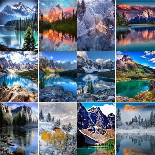XUEQIXIAOZU Full Round 5D Diy Diamond Painting Cross Stitch Mountain waterfall landscape Inlay Diamond EmbroideryHome Decor