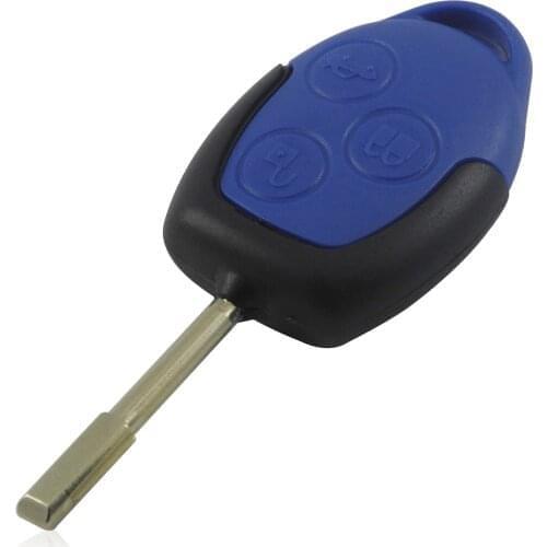 Bilchave 3 Buttons New Replacement Transit Remote Car Key Shell Fob For Ford Transit Connect Set Blue Case FO21 Blade