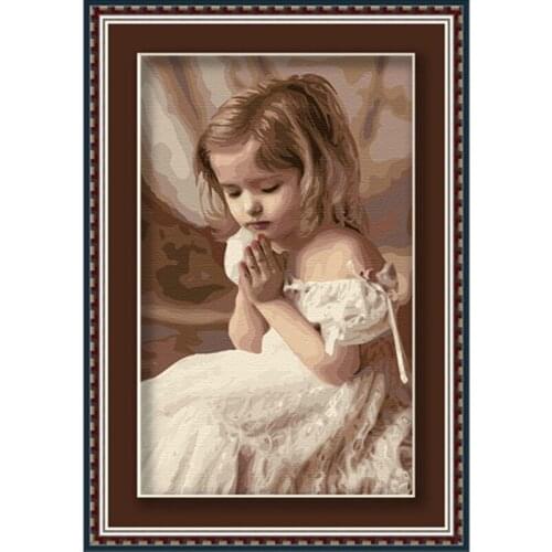 MaHuaf-A680 Prayer girl Framed 4050cm DIY oil painting by numbers DIY digital oil painting on canvas home decoration
