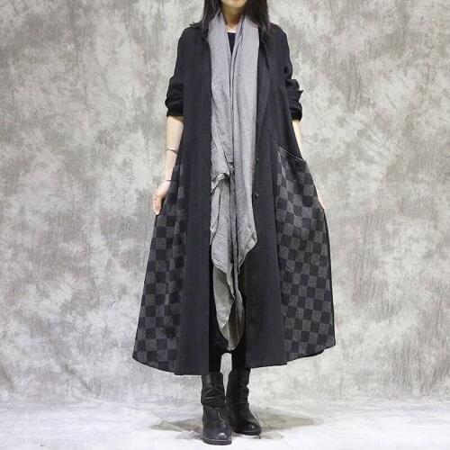 Johnature Women Vintage Patchwork Trench Cotton Linen Coats Button 2021 Spring New Loose Women Clothes Original Trench Long Coat