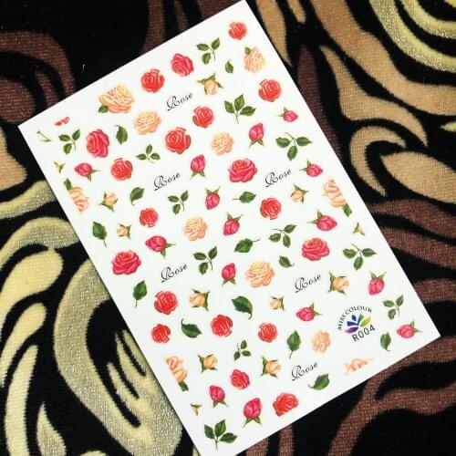 1Sheet Newest roes Series design 3D nail art sticker back glue nail decals Japan type DIY decoration tools