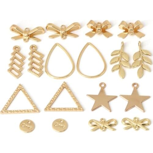 10Pcs/Lot Golden Color Bow Love Star Leave Hollow Connector Findings Connect Pendant to DIY the