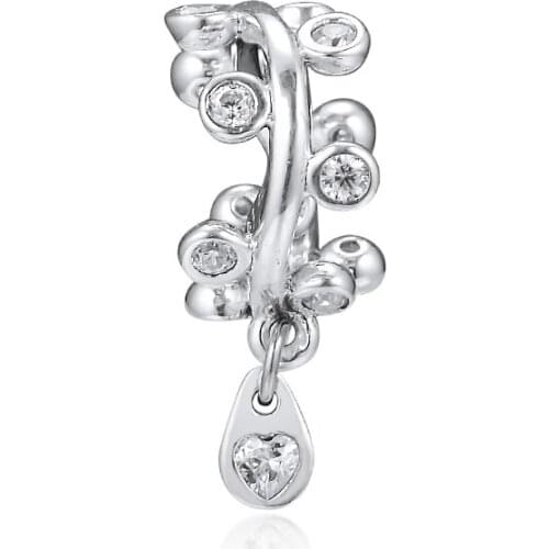 100% Real 925 Sterling Silver Clear CZ Chandelier Droplets Dangle Beads for Jewelry Making Fits Pandora Charms Bracelets