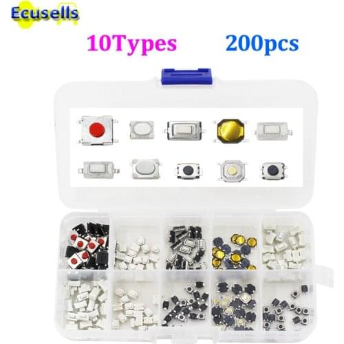 200pcs 10 Types Tactile Push Switch Car Keys Remote Button Microswitch + Box Wholesale&DropShip